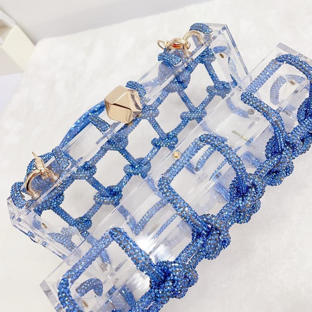 2988 Clear Acrylic Bag Rhinestone Acrylic Clutch Crystal Evening Purses View 5